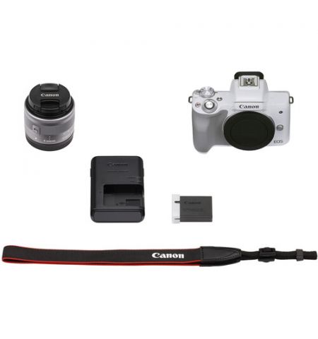 Mirrorless Camera CANON EOS M50 Mark II + 15-45 f/3.5-6.3 IS STM White (4729C028)
