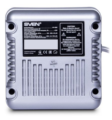 Стабилизатор SVEN VR-V600 / 200W / 2x Schuko outlets / Silver