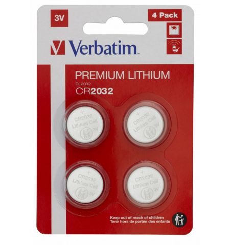 Литиевая батарейка Verbatim CR2032 3V, 4 Pack Литиевая батарейка Verbatim CR2032 3V, 4 Pack