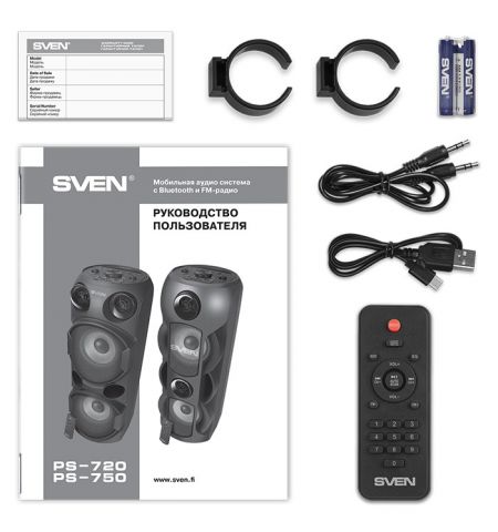 Портативная Колонка SVEN PS-750 Black / 50W / Bluetooth / FM tuner / USB / microSD