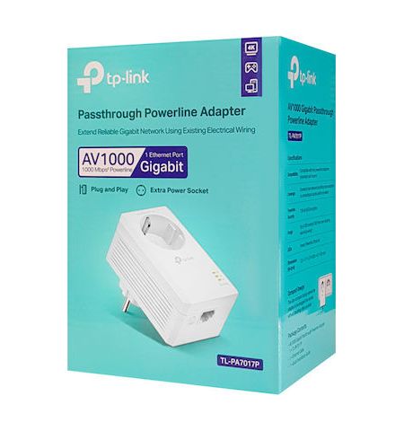 Адаптеры Powerline TP-LINK  TL-PA7017P / 1000Mbps  / 1 Gigabit LAN Port