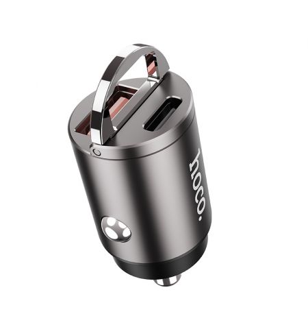 USB автомобильное зарядное устройство HOCO DZ1 PLUS / 2 x USB charger, Total output: 5V/4.8A / up to PD3.0 / QC3.0 / Super mini car charger / Silver USB автомобильное зарядное устройство HOCO DZ1 PLUS / 2 x USB charger, Total output: 5V/4.8A / up to PD3.0 / QC3.0 / Super mini car charger / Silver