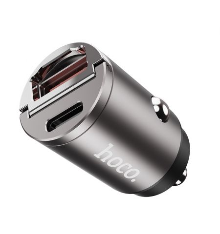 USB автомобильное зарядное устройство HOCO DZ1 PLUS / 2 x USB charger, Total output: 5V/4.8A / up to PD3.0 / QC3.0 / Super mini car charger / Silver USB автомобильное зарядное устройство HOCO DZ1 PLUS / 2 x USB charger, Total output: 5V/4.8A / up to PD3.0 / QC3.0 / Super mini car charger / Silver