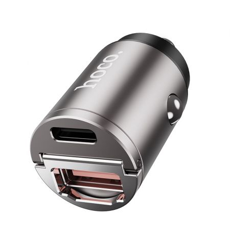 USB автомобильное зарядное устройство HOCO DZ1 PLUS / 2 x USB charger, Total output: 5V/4.8A / up to PD3.0 / QC3.0 / Super mini car charger / Silver USB автомобильное зарядное устройство HOCO DZ1 PLUS / 2 x USB charger, Total output: 5V/4.8A / up to PD3.0 / QC3.0 / Super mini car charger / Silver
