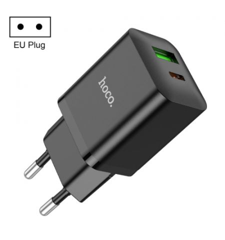 USB-зарядное устройство HOCO N28 Founder / 1 x USB-C + 1 x USB / USB-C: 20W / USB:18W / Total output: 5V/3A / up to PD20W / QC3.0 / Black