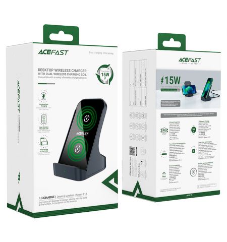 Беспроводная зарядка  ACEFAST E14 Desktop / Wireless output 1: 5W / 7.5W / 10W / 15W / Black Беспроводная зарядка  ACEFAST E14 Desktop / Wireless output 1: 5W / 7.5W / 10W / 15W / Black