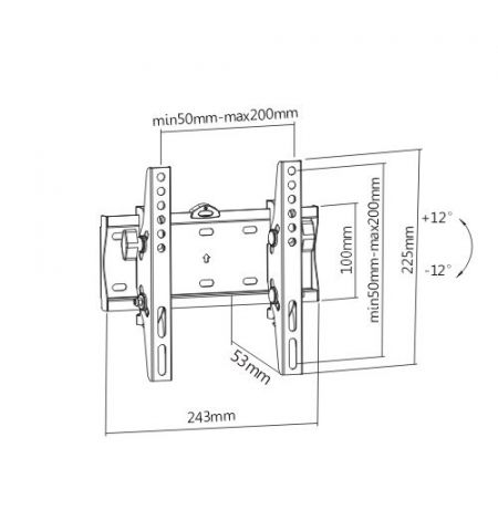 TV-Wall Mount for 23-42"- Gembird "WM-42T-02", Tilt, max. 30 kg, Distance TV to Wall: 53 mm, max. VESA 200 x 200, Black TV-Wall Mount for 23-42"- Gembird "WM-42T-02", Tilt, max. 30 kg, Distance TV to Wall: 53 mm, max. VESA 200 x 200, Black