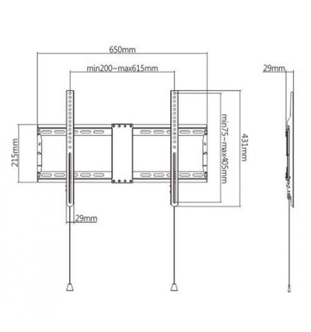 TV-Wall Mount for 37-80"- Gembird "WM-80F-01", Fixed, max. 70 kg, Distance TV to Wall: 29 mm, max. VESA 600 x 400, Black