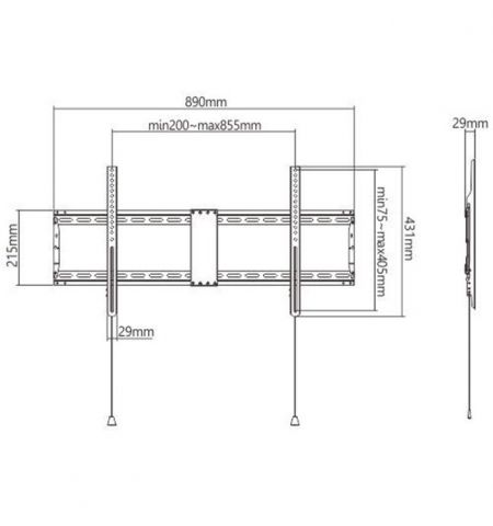 TV-Wall Mount for 43 -90"- Gembird "WM-90F-01", Fixed, max. 70 kg, Distance TV to Wall: 29 mm, max. VESA 800 x 400, Black TV-Wall Mount for 43 -90"- Gembird "WM-90F-01", Fixed, max. 70 kg, Distance TV to Wall: 29 mm, max. VESA 800 x 400, Black