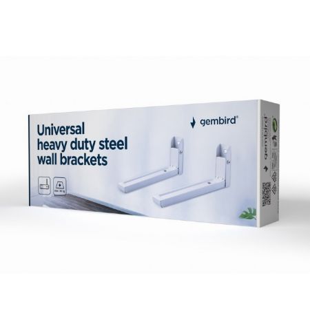 Universal heavy duty steel wall brackets Gembird "WM-U30-01-W", extendable bracket length from 325 - 492 mm, Fixed, max. 30 kg, white