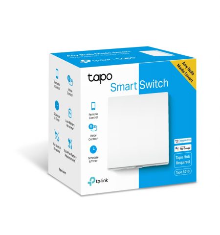 Умный выключатель TP-LINK Tapo S210, White / Умный 1-клавишный, 1-позиционный выключатель Умный выключатель TP-LINK Tapo S210, White / Умный 1-клавишный, 1-позиционный выключатель