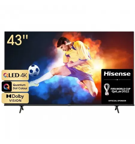 43" LED SMART Телевизор Hisense 43E7HQ, 3840x2160 4K UHD, VIDAA U5.0, Чёрный