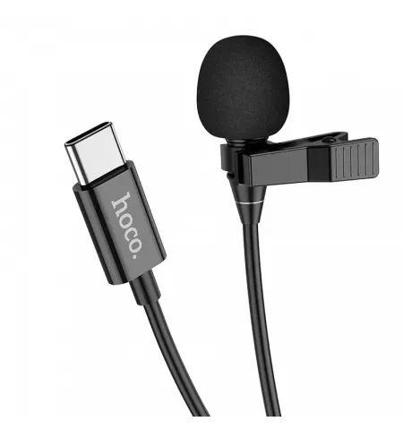 Портативный записывающий микрофон Hoco L14 Type C, USB, Чёрный