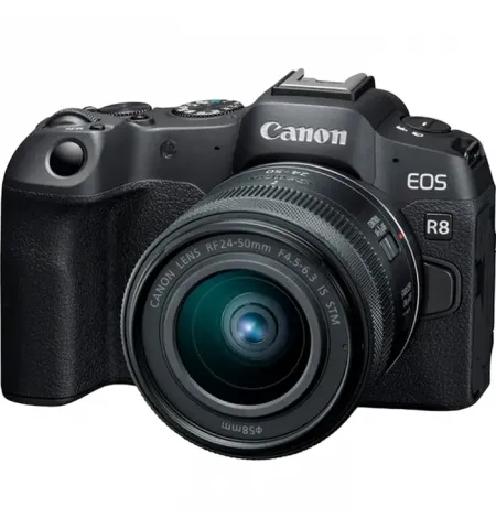 Aparat Foto Mirrorless Canon EOS R8 & RF 24-50mm f/4.5-6.3 IS STM KIT, Negru