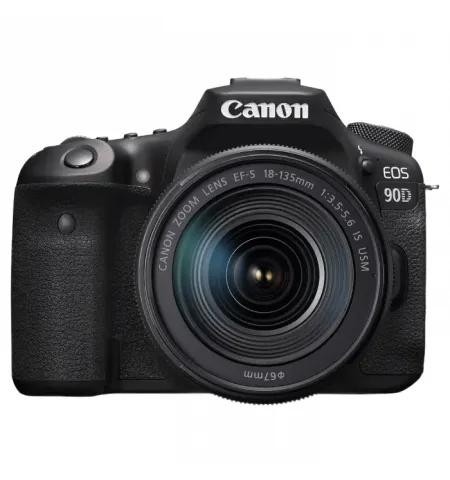 Aparat foto DSLR Canon EOS 90D + EF-S 18-135 IS nano USM, Negru