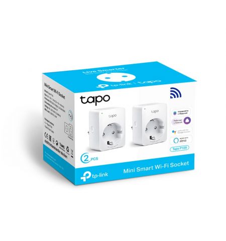 Socket  TP-LINK Tapo P100 (2Pack), Smart Mini Plug, Wifi, Remote Access, Scheduling, Away Mode, Voice Control (The Google Assistant, Amazon Alexa), 2 x Smart mini plug included