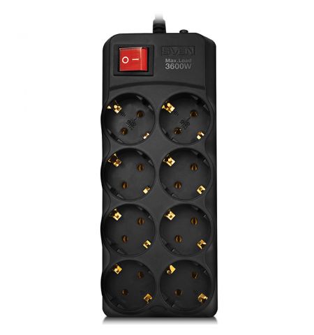 Surge Protector SVEN SF-08-16, 8 Sockets, 3.0m, Black