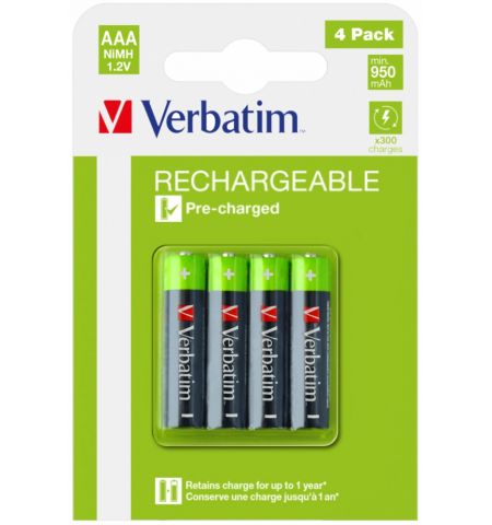 Аккумуляторные батареи Verbatim  AAA/ HR03 950 mAh, 4 Pack
