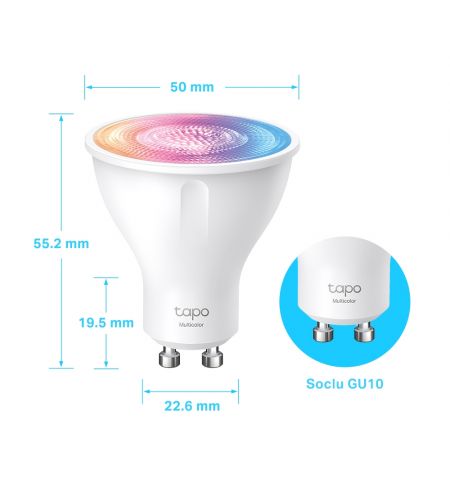Умная беспроводная лампочка TP-LINK Tapo L630 / 16Mln Multicolor / GU10 / 2200-6500K