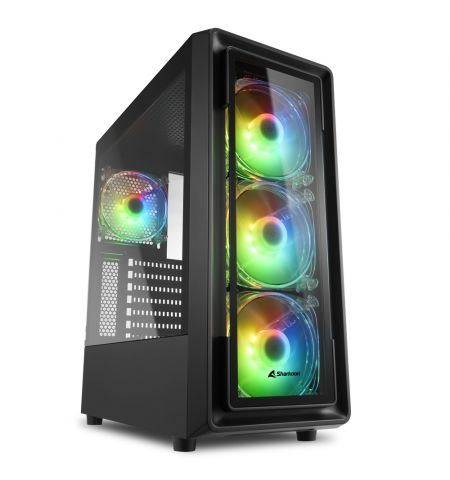 Корпус Sharkoon TK4 RGB / w/oPSU / Side panel / 4x120mm A-RGB LED / ATX / Black