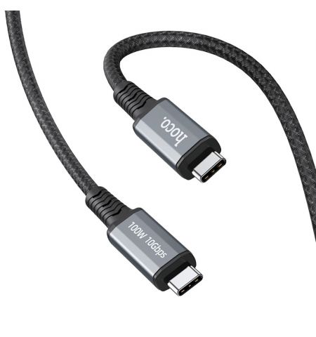 Кабель USB-C на USB-C HOCO  US01 / 1m / Nylon braid + Aluminum alloy / USB3.1 GEN2 up to PD100W charging power for laptop / Black