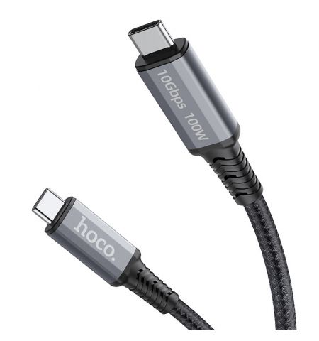 Кабель USB-C на USB-C HOCO  US01 / 1m / Nylon braid + Aluminum alloy / USB3.1 GEN2 up to PD100W charging power for laptop / Black