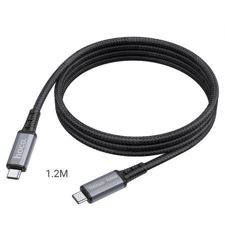 Кабель USB-C на USB-C HOCO  US01 / 1m / Nylon braid + Aluminum alloy / USB3.1 GEN2 up to PD100W charging power for laptop / Black