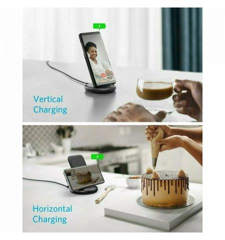 Беспроводное зарядное устройство Anker PowerWave II Stand / 15W / Multiprotect Safety System / Black