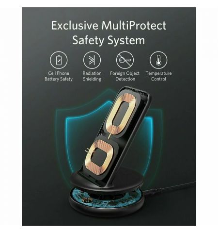 Беспроводное зарядное устройство Anker PowerWave II Stand / 15W / Multiprotect Safety System / Black