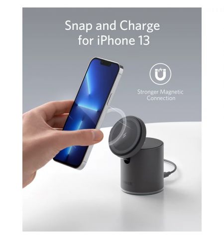 Беспроводное зарядное устройство QI Anker PowerWave Mag-Go 2in1 / 20W / iPhone 12/13 and AirPods / Black