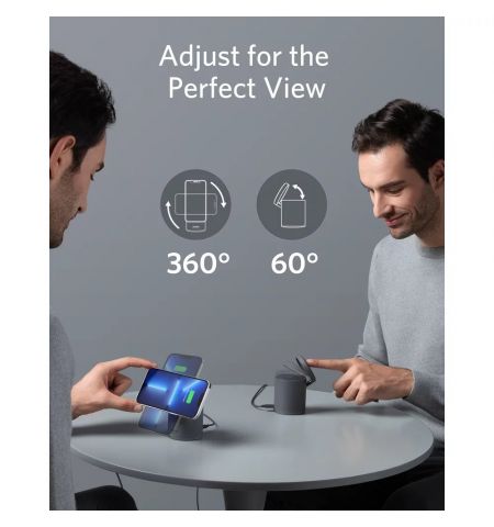 Беспроводное зарядное устройство QI Anker PowerWave Mag-Go 2in1 / 20W / iPhone 12/13 and AirPods / Black