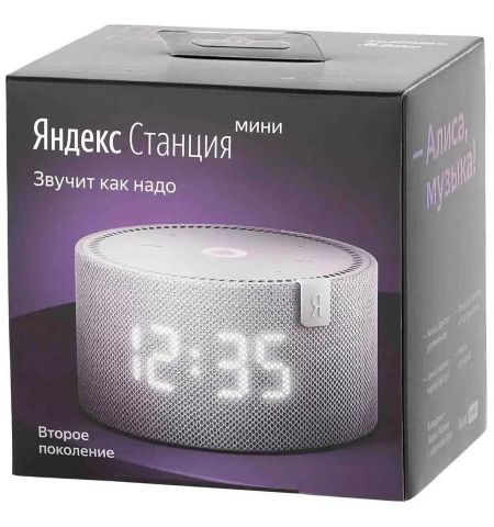 Умная колонка  Yandex Station MINI (Clock) / with Alisa / 10W / Gray