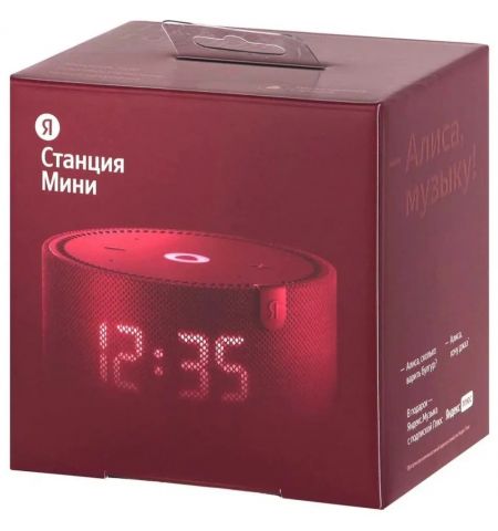 Умная колонка Yandex Station MINI (Clock) / with Alisa / 10W / Red