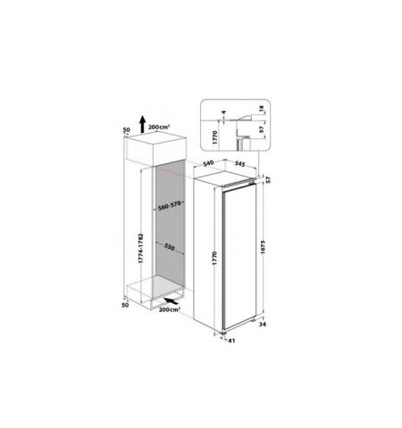 Встраиваемый холодильник WHIRLPOOL ARG 18082 A++