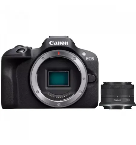 Беззеркальный фотоаппарат Canon EOS R100 Black & RF-S 18-45mm f/4.5-6.3 IS STM KIT, Чёрный