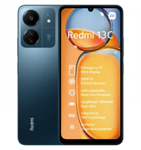 Смартфон Xiaomi Redmi 13C, 6Гб/128Гб, Морской Синий