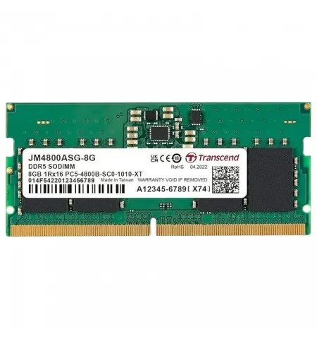 Оперативная память Transcend JM4800ASG-8G, DDR5 SDRAM, 4800 МГц, 8Гб, JM4800ASG-8G