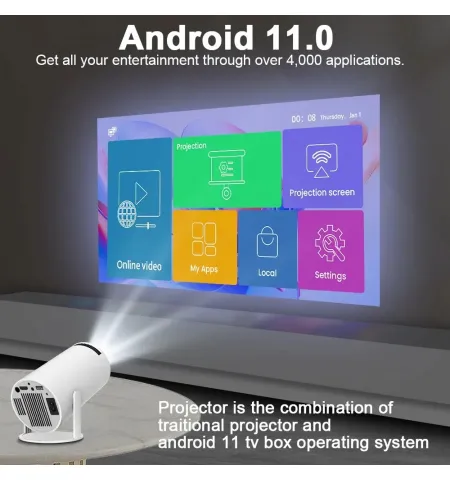 Проектор Mag Android 11 Dual Wifi6 200 ANSI Allwinner H713 BT5.0 1280*720P Проектор Mag Android 11 Dual Wifi6 200 ANSI Allwinner H713 BT5.0 1280*720P