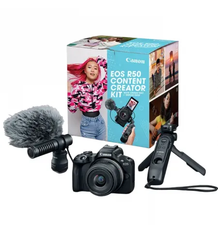 Беззеркальный фотоаппарат Canon EOS R50 Black Content Creator Kit