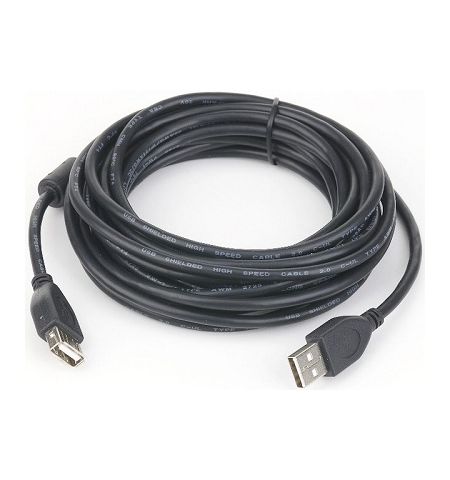 Cable Extension USB2.0 - 1.8m - Cablexpert CCF-USB2-AMAF-6, Premium quality, 1.8 m, USB2.0 A-plug A-socket, with Ferrite core, Black