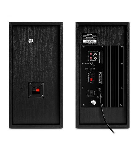 SVEN MC-20 Black,  2.0 / 2x45W RMS, Bluetooth v. 2.1 +EDR, Digital LED display, FM-tuner, USB flash, SD card, remote control, Headphone input, glossy black front panels, wooden.