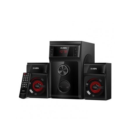 SVEN MS-302 Black,  2.1 / 20W + 2x10W RMS, FM-tuner, USB & SD card Input, Digital LED display, remote control, sub. wooden