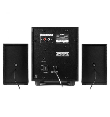 SVEN MS-107 Black,  2.1 / 5W + 2x2.5W RMS, master volume control and bass, all wooden, (sub.4" + satl.3")
