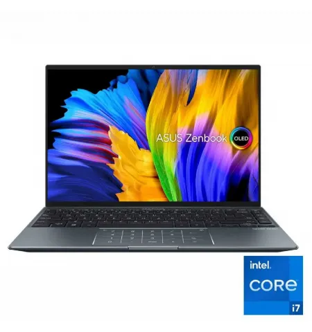 Ноутбук 14" ASUS Zenbook 14X OLED UX5401EA, Pine Grey, Intel Core i7-1165G7, 16ГБ/512Гб, Windows 11 Home 64-bit, Russian