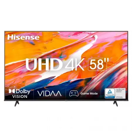 58" LED SMART Телевизор Hisense 58A6K, 3840x2160 4K UHD, VIDAA U6.0, Чёрный