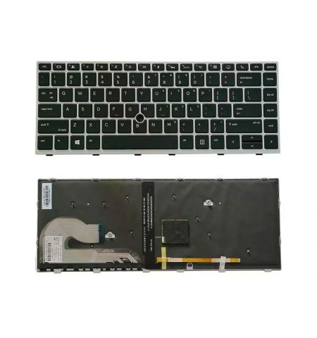 Keyboard HP EliteBook 840 745 G5 G6 Series w/backlit w/trackpoint  ENG/RU Silver Original