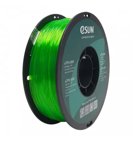 Нить для 3D-принтера ESUN eTPU-95A, Прозрачный Зеленый, 1,75 мм, 1 кг