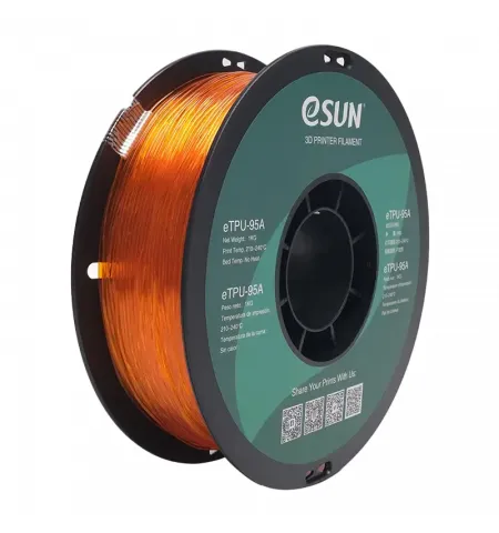 Нить для 3D-принтера ESUN eTPU-95A, Прозрачный Оранжевый, 1,75 мм, 1 кг