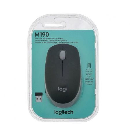 Мышь беспроводная Logitech M190 MID GRAY Wireless Mouse USB, 910-00590 Мышь беспроводная Logitech M190 MID GRAY Wireless Mouse USB, 910-00590