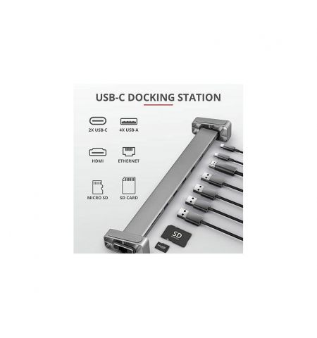 Trust Dalyx Aluminium 10-in-1 USB-C Multi-Port Docking Station, HDMI p